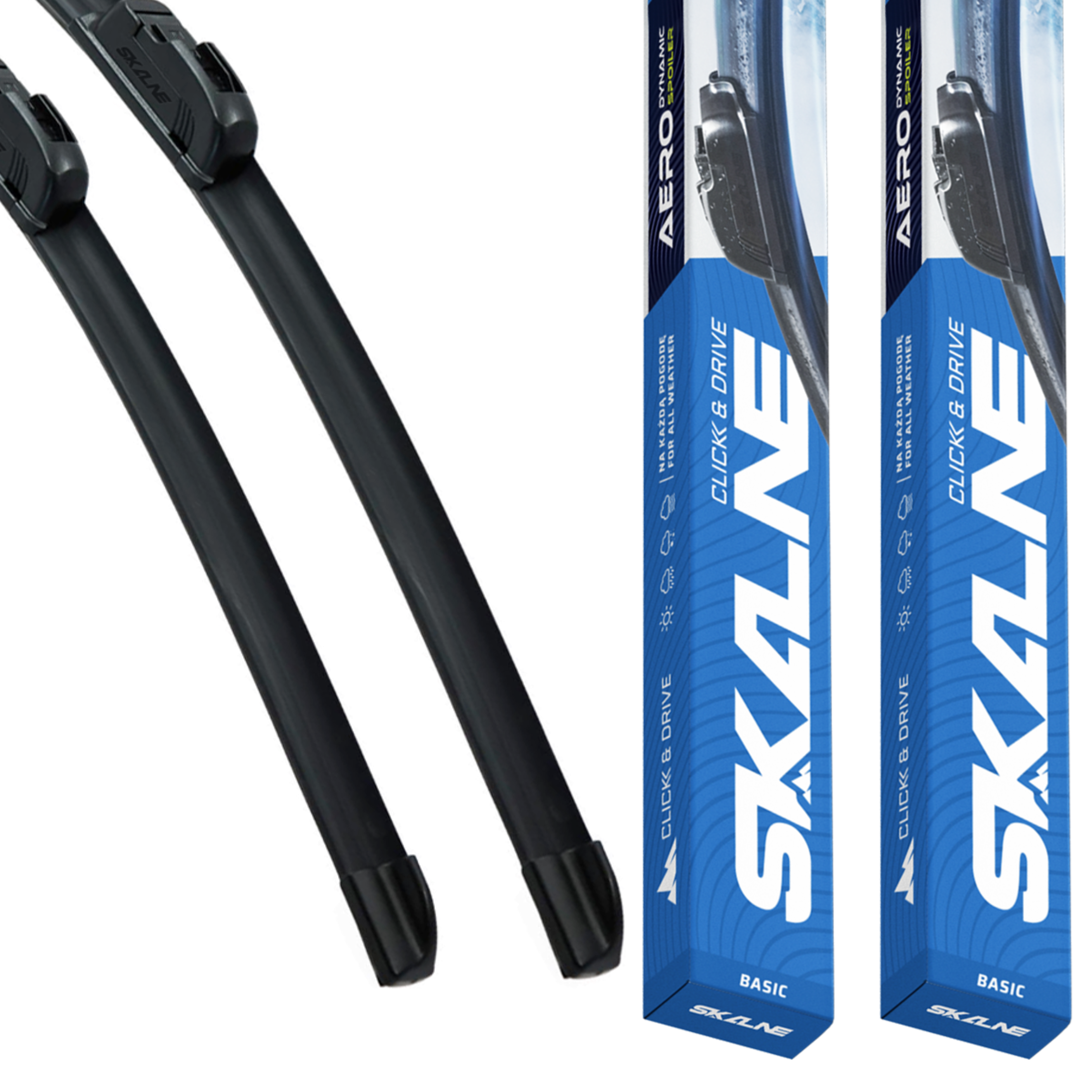 SKALNE BASIC Scheibenwischer U-Haken 600 mm 525 mm mit Verpackung — Set mit 2 Stück