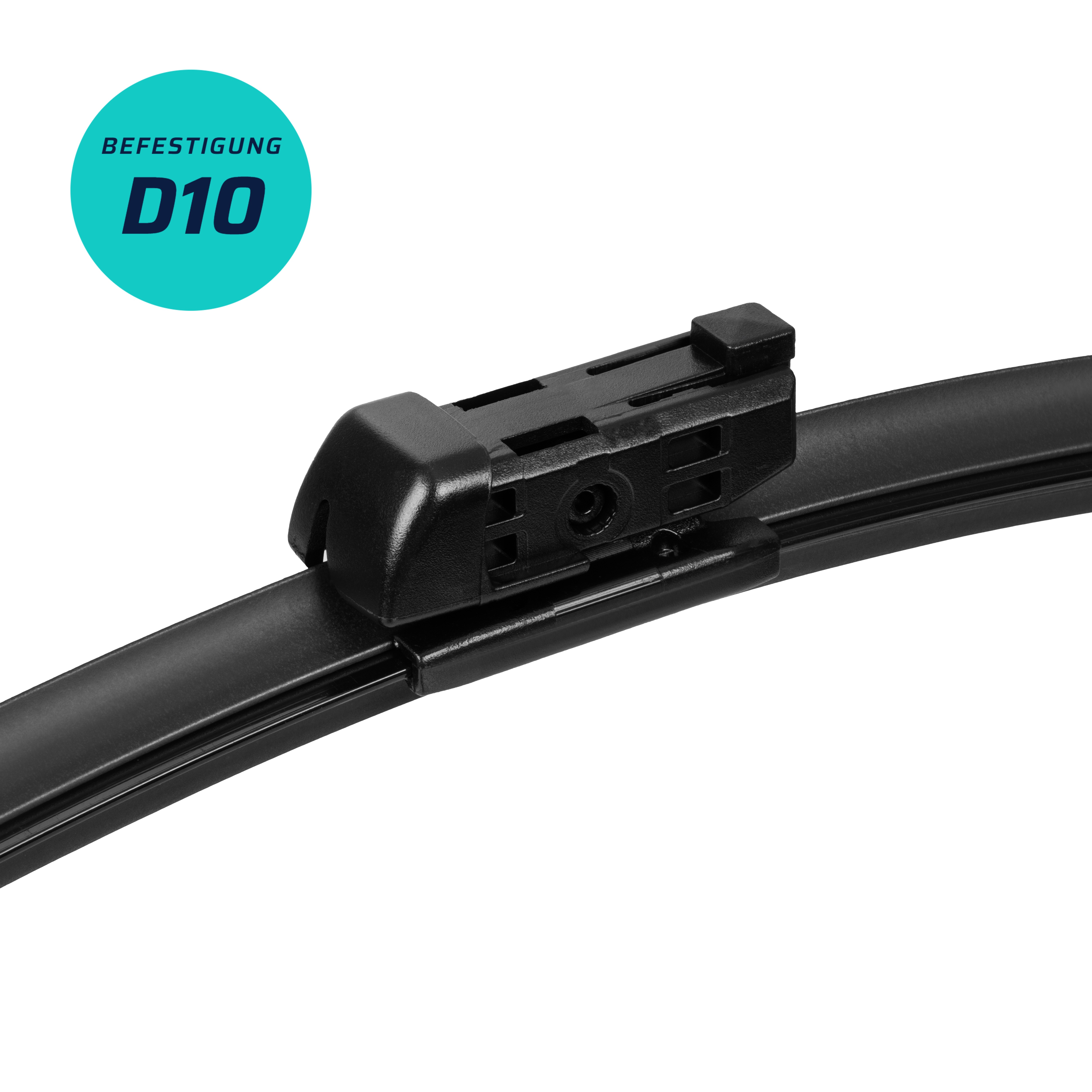 Befestigung D10 im Detail — Adapter Click&Drive am Wischerarm
