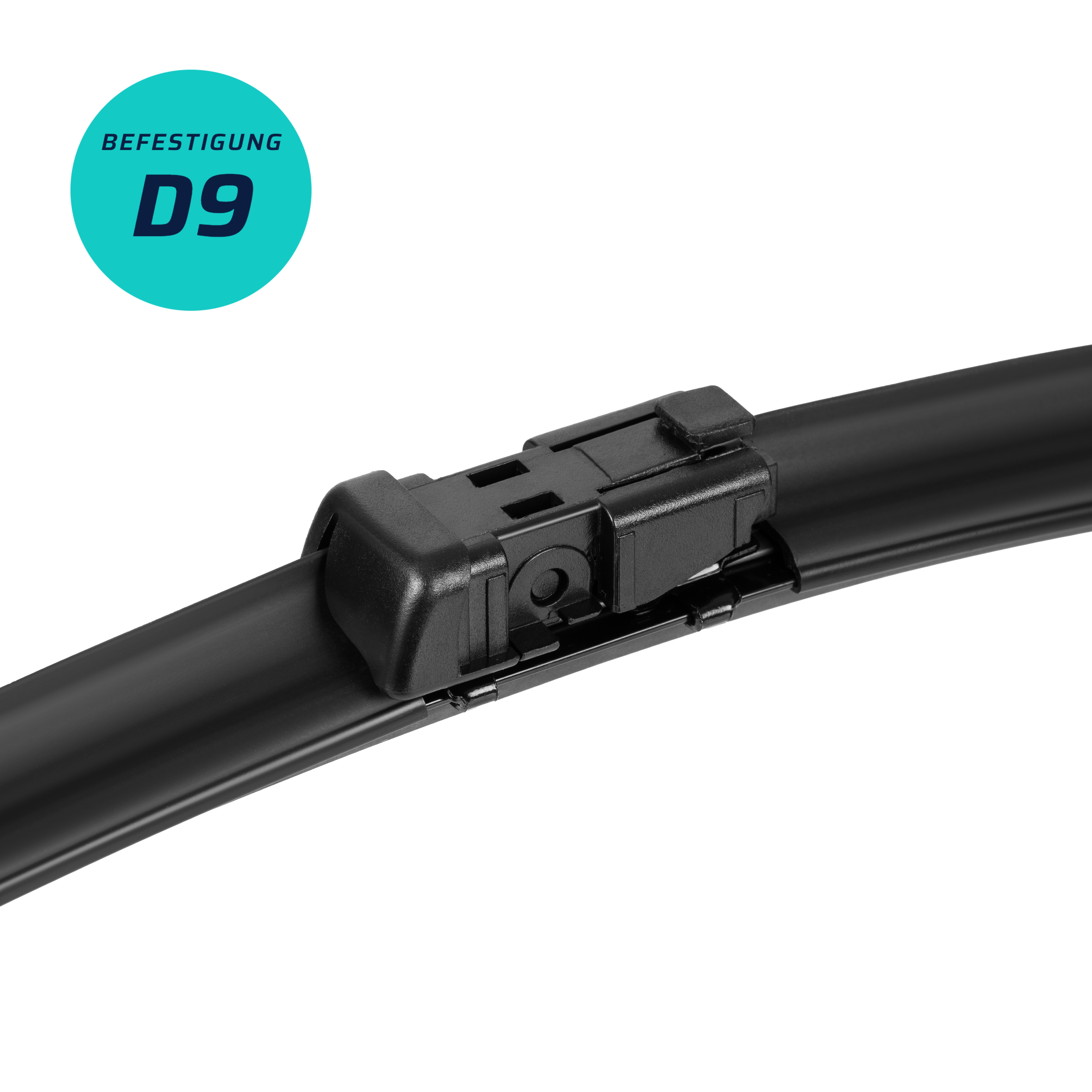 Befestigung D9 im Detail — Adapter Click&Drive am Wischerarm